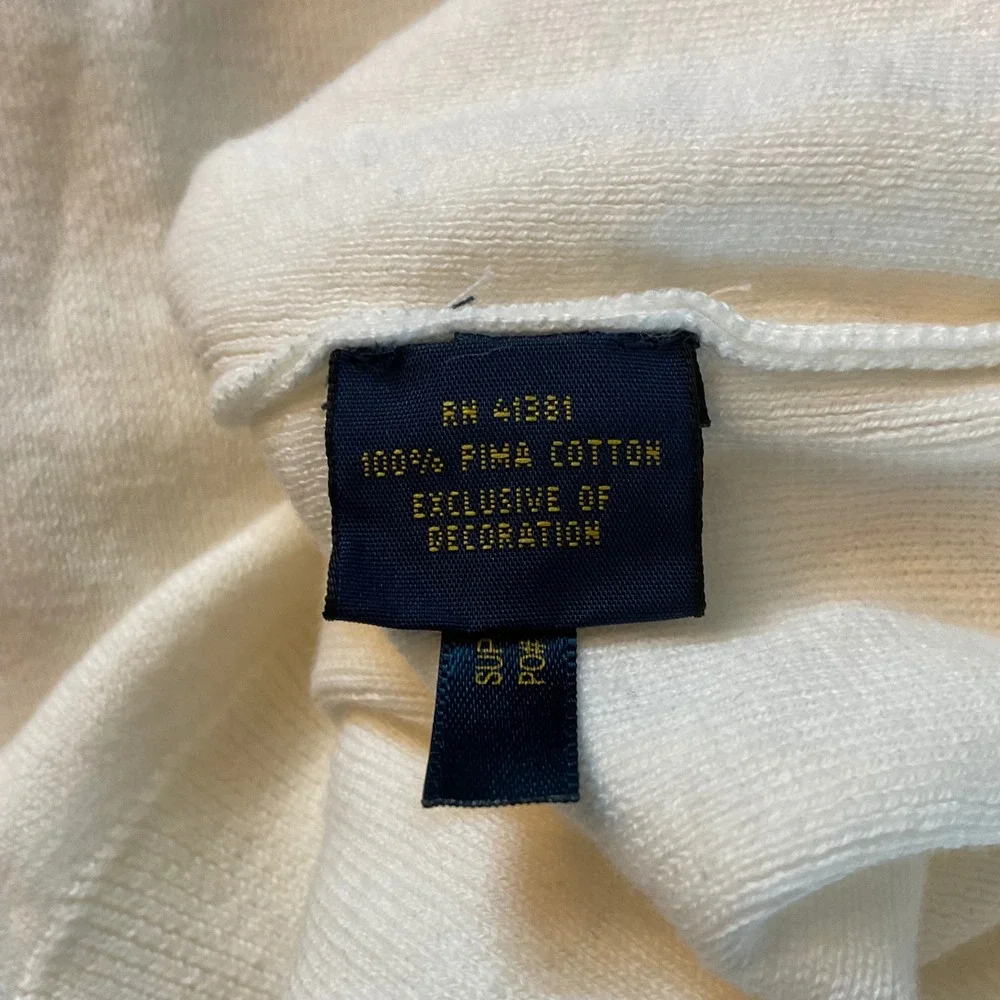 Polo Ralph Lauren Mens XL White Pima Cotton V-Neck Sweater Pony Logo heritage